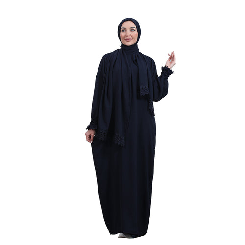 Elegant One-Piece Abaya and Prayer Dress Crepe Solid Color | Lightweight and Comfortable | Hijab Abaya Suit