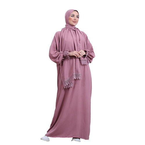 Elegant One-Piece Abaya and Prayer Dress Crepe Solid Color | Lightweight and Comfortable | Hijab Abaya Suit