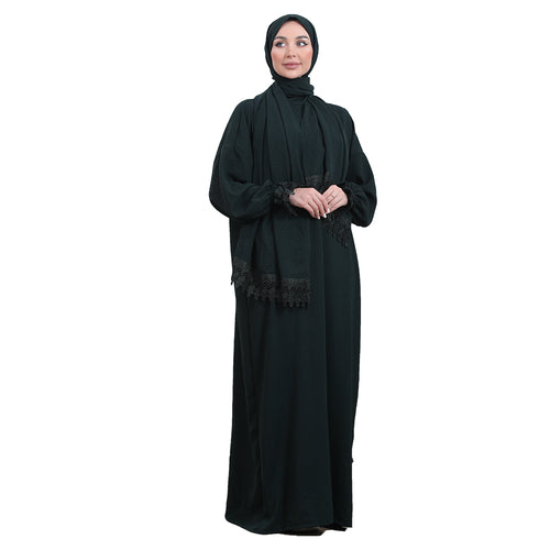 Elegant One-Piece Abaya and Prayer Dress Crepe Solid Color | Lightweight and Comfortable | Hijab Abaya Suit