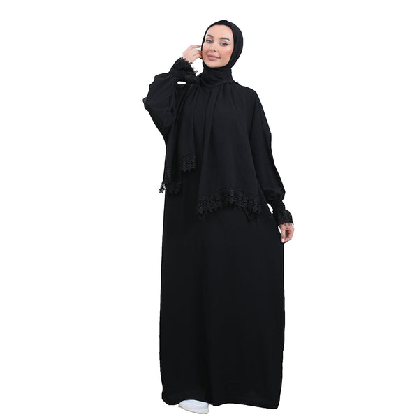 Elegant One-Piece Abaya and Prayer Dress Crepe Solid Color | Lightweight and Comfortable | Hijab Abaya Suit