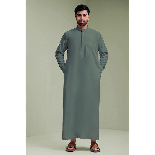 Traditional Dishdasha – Mens Saudi Style Thobe Classic - Full Length Long Sleeve Islamic Thobe - Green