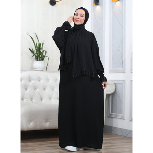 Elegant One-Piece Abaya and Prayer Dress Crepe Solid Color | Lightweight and Comfortable | Hijab Abaya Suit