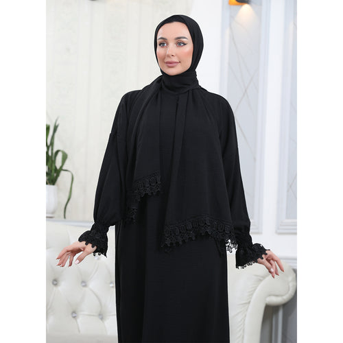 Elegant One-Piece Abaya and Prayer Dress Crepe Solid Color | Lightweight and Comfortable | Hijab Abaya Suit