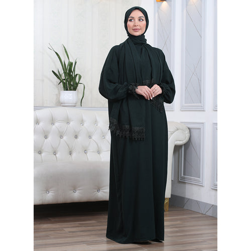 Elegant One-Piece Abaya and Prayer Dress Crepe Solid Color | Lightweight and Comfortable | Hijab Abaya Suit