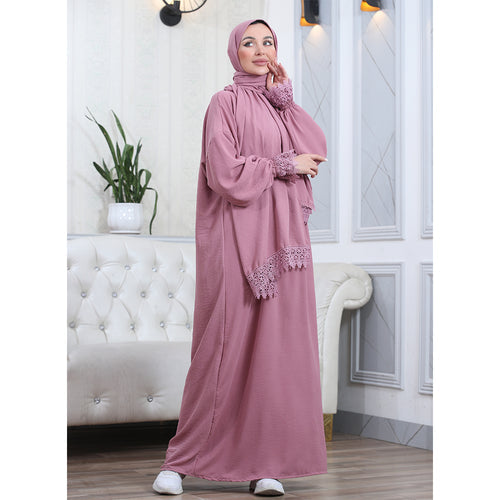 Elegant One-Piece Abaya and Prayer Dress Crepe Solid Color | Lightweight and Comfortable | Hijab Abaya Suit