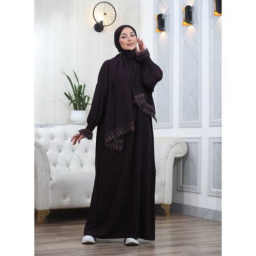 Elegant One-Piece Abaya and Prayer Dress Crepe Solid Color | Lightweight and Comfortable | Hijab Abaya Suit