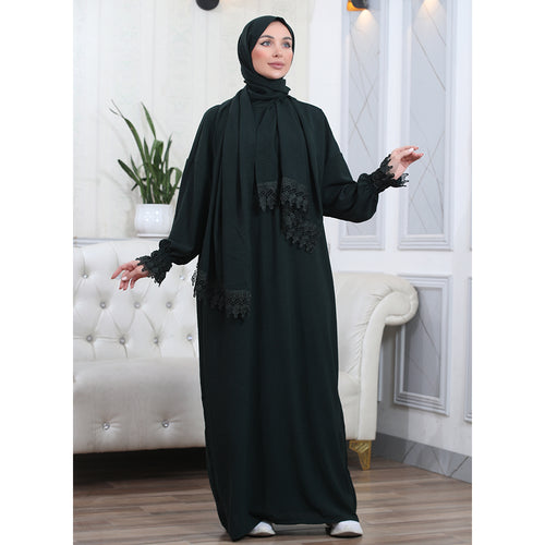 Elegant One-Piece Abaya and Prayer Dress Crepe Solid Color | Lightweight and Comfortable | Hijab Abaya Suit