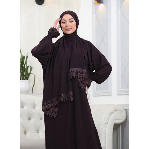 Elegant One-Piece Abaya and Prayer Dress Crepe Solid Color | Lightweight and Comfortable | Hijab Abaya Suit