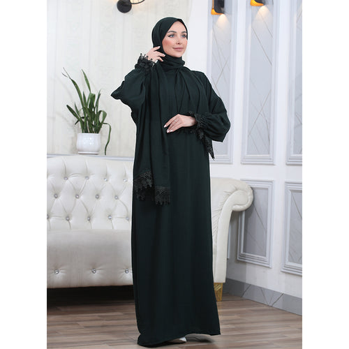 Elegant One-Piece Abaya and Prayer Dress Crepe Solid Color | Lightweight and Comfortable | Hijab Abaya Suit