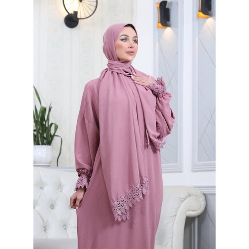 Elegant One-Piece Abaya and Prayer Dress Crepe Solid Color | Lightweight and Comfortable | Hijab Abaya Suit