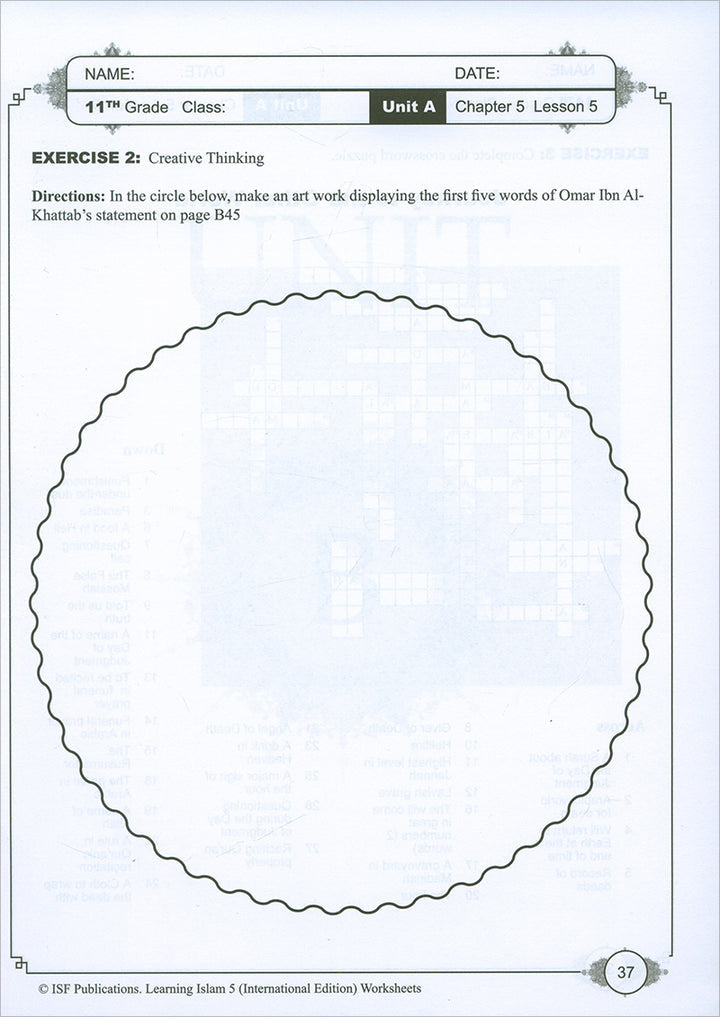 Learning Islam Workbook: Level 5 (11th Grade, Weekend/International Edition