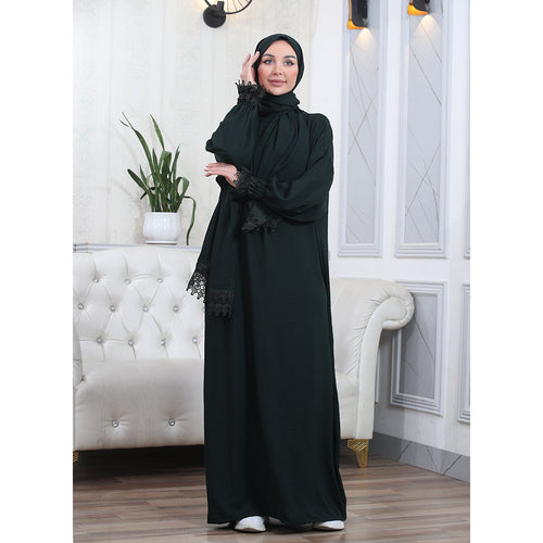 Elegant One-Piece Abaya and Prayer Dress Crepe Solid Color | Lightweight and Comfortable | Hijab Abaya Suit