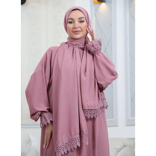 Elegant One-Piece Abaya and Prayer Dress Crepe Solid Color | Lightweight and Comfortable | Hijab Abaya Suit