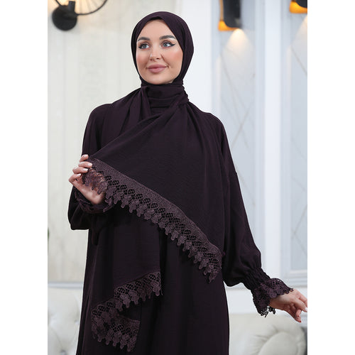 Elegant One-Piece Abaya and Prayer Dress Crepe Solid Color | Lightweight and Comfortable | Hijab Abaya Suit