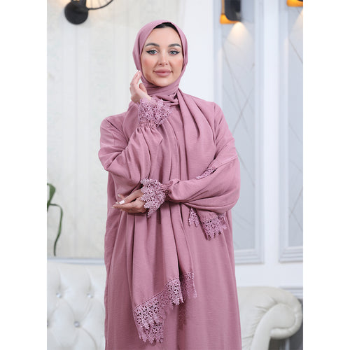 Elegant One-Piece Abaya and Prayer Dress Crepe Solid Color | Lightweight and Comfortable | Hijab Abaya Suit