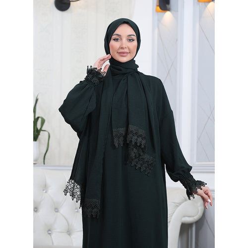 Elegant One-Piece Abaya and Prayer Dress Crepe Solid Color | Lightweight and Comfortable | Hijab Abaya Suit