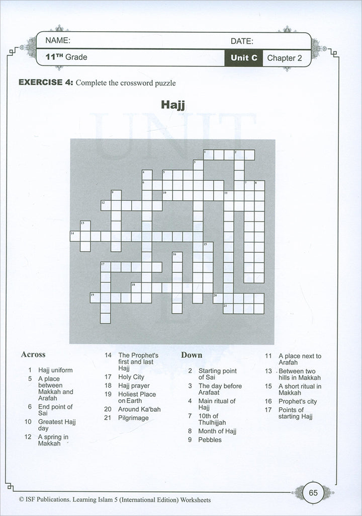 Learning Islam Workbook: Level 5 (11th Grade, Weekend/International Edition