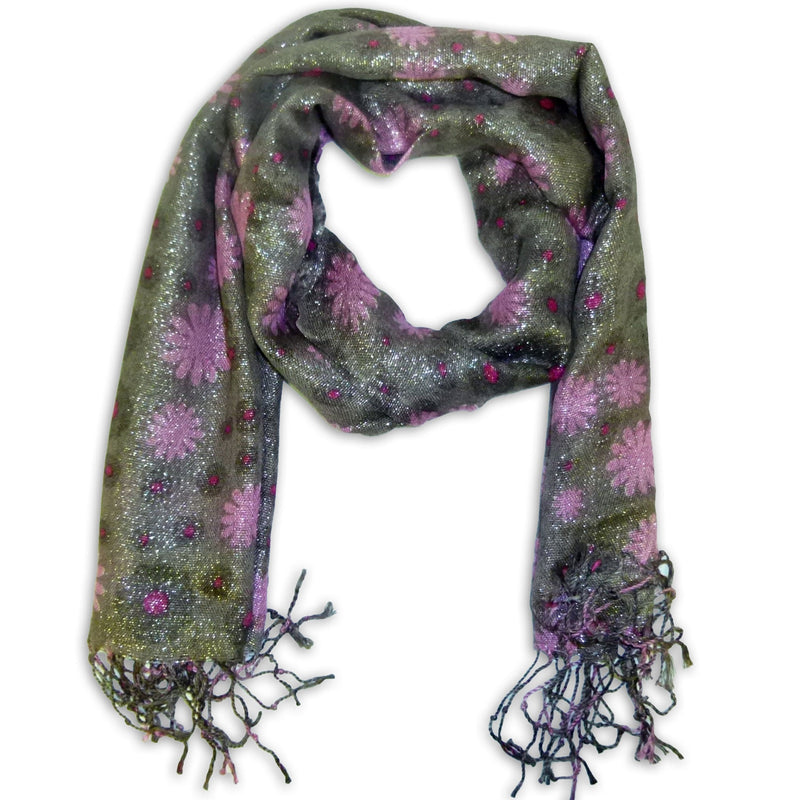 Women's Fancy Floral Printed Scarf Wrap Shawl with Fringes