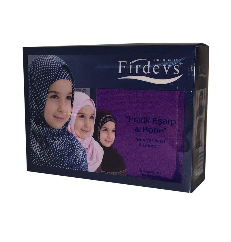 Firdevs Girl's Practical Hijab Scarf  Bonnet - Purple - east-west-souk