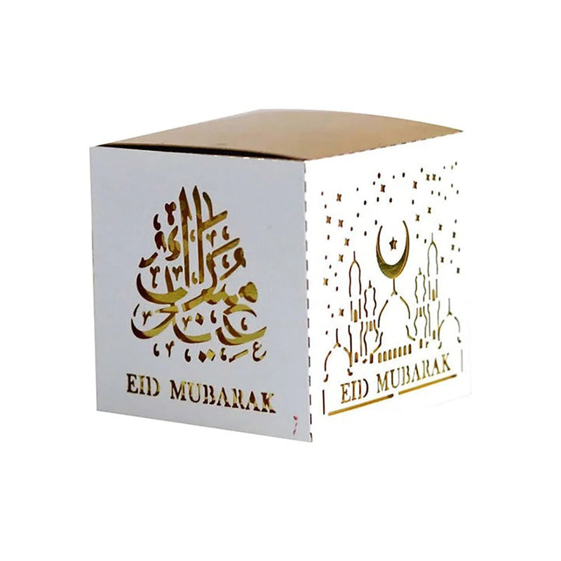 Eid Mubarak Candy Sweet Gift Boxes - Pack of 5 - (White & Gold)