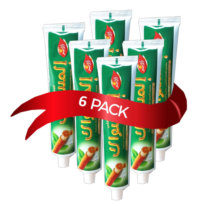 (Pack of 6) Dabur Miswak Sewak Meswak Siwak Natural Herbal Halal Islamic Toothpaste (Net Weight: 120g + 50g Free)