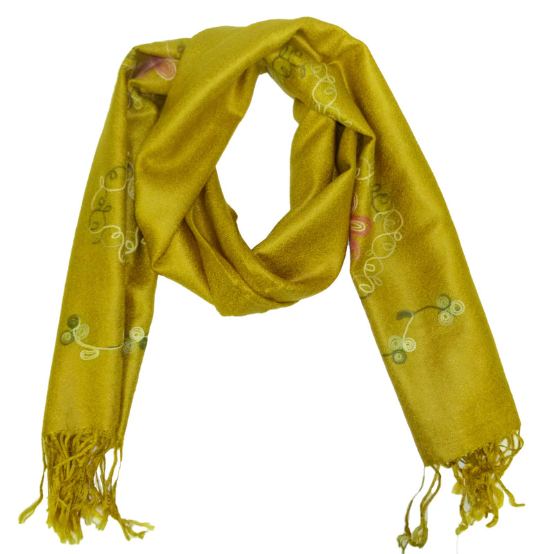 Women's Pashmina Embroidery Scarf Wrap Shawl with Fringes