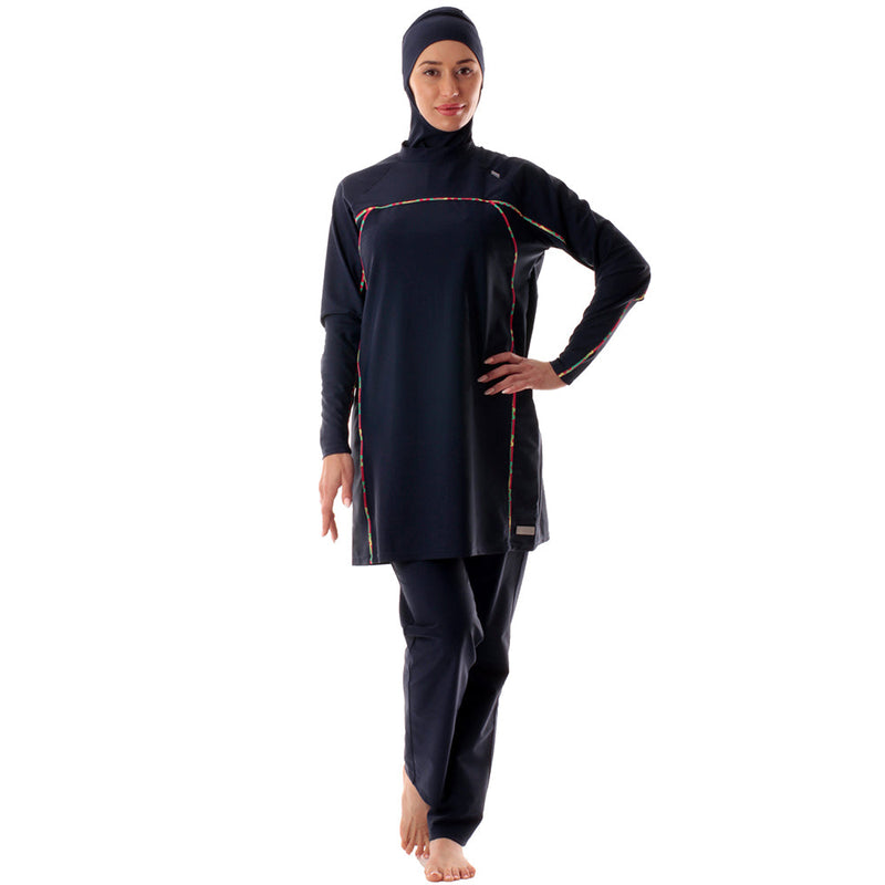 Veilkini Muslim Swimsuit for Women, Long-Sleeved Swimsuit, Burkini Hijab Bathing Suit (Navy)