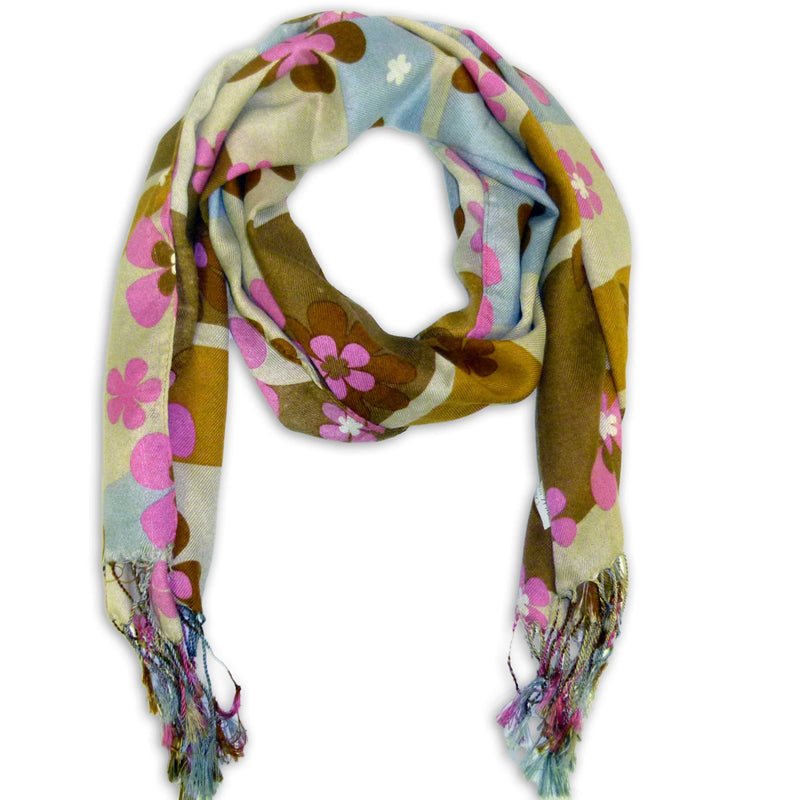 Women's Fancy Floral Printed Scarf Wrap Shawl with Fringes