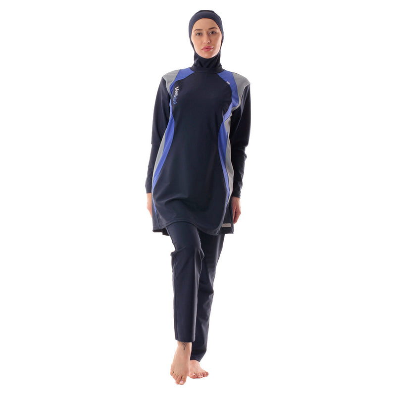 Veilkini Muslim Swimsuit for Women, Long-Sleeved Swimsuit, Burkini Hijab Bathing Suit, Regular Fit (Dark Gray)