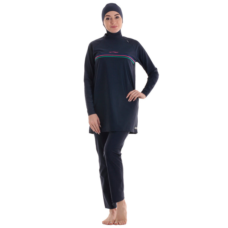 Veilkini Muslim Swimsuit for Women, Long-Sleeved Swimsuit, Burkini Hijab Bathing Suit, Regular Fit (Navy)