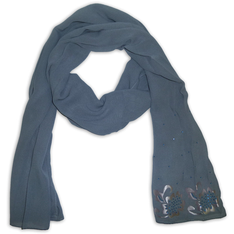 Women's Flower Design with Strass Scarf Wrap Shawl