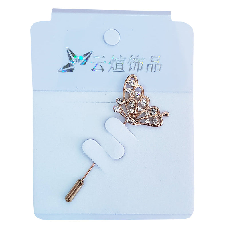 Strassed Butterfly Hijab Pin-Gold