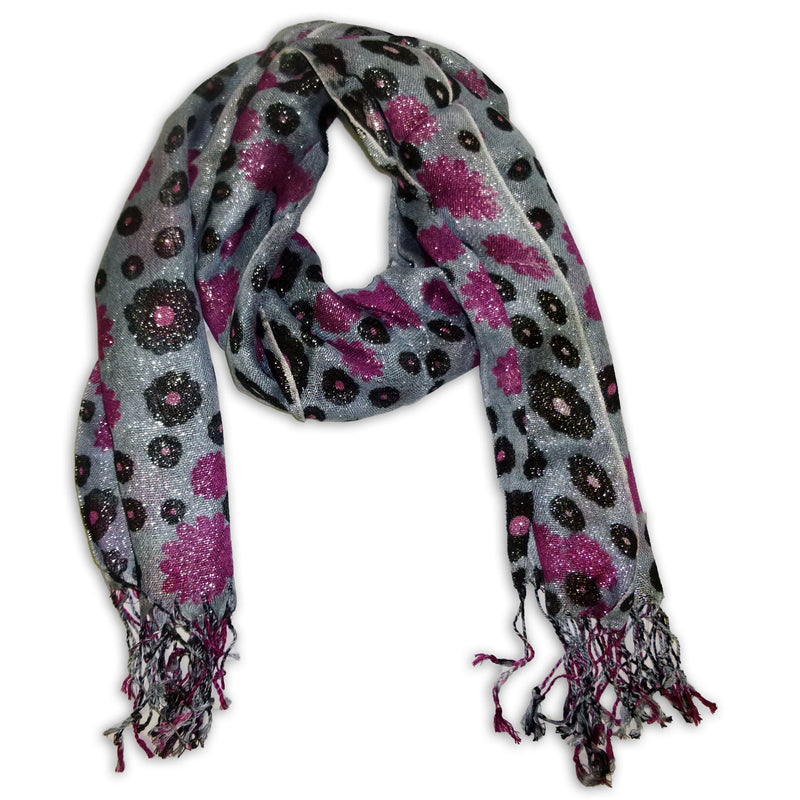 Women's Fancy Floral Printed Scarf Wrap Shawl with Fringes