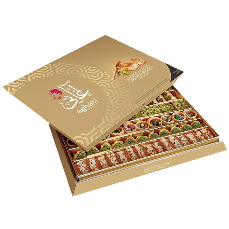 Royal Mix Baklava with Honey Gift Box for SPECIAL OCCASIONS (900g, 2lbs)  "مشكل بقلاوة بالعسل"