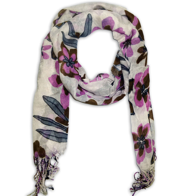 Women's Fancy Floral Printed Scarf Wrap Shawl with Fringes