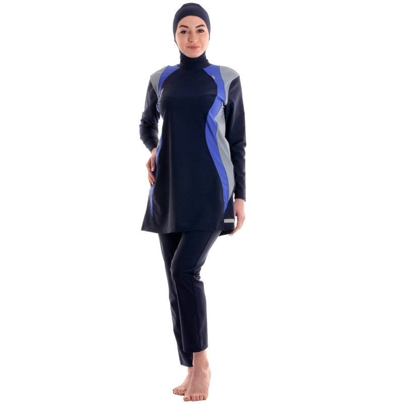 Veilkini Muslim Swimsuit for Women, Long-Sleeved Swimsuit, Burkini Hijab Bathing Suit (Navy)