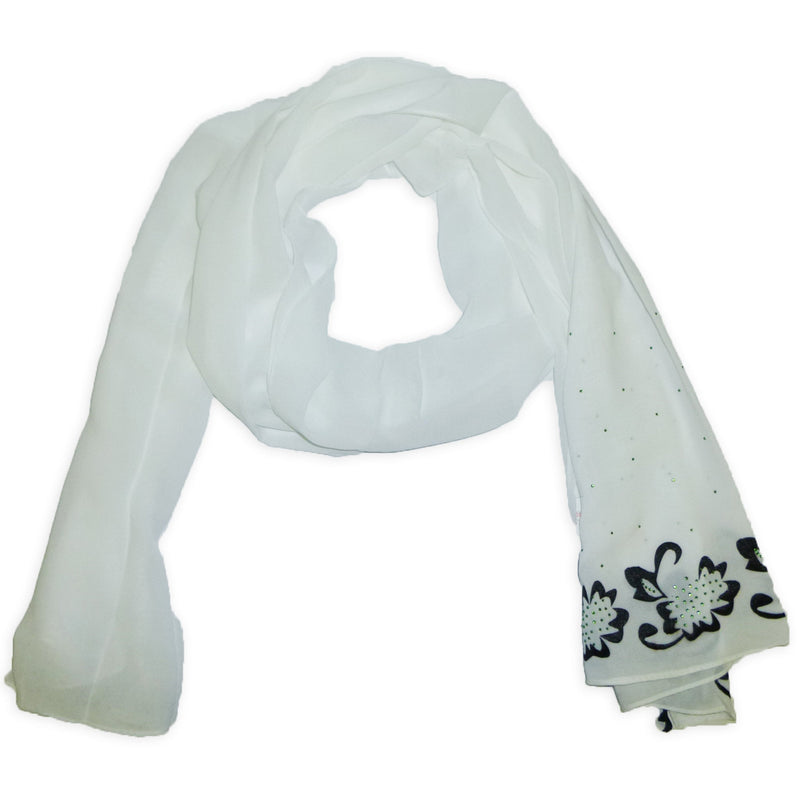 Women's Flower Design with Strass Scarf Wrap Shawl