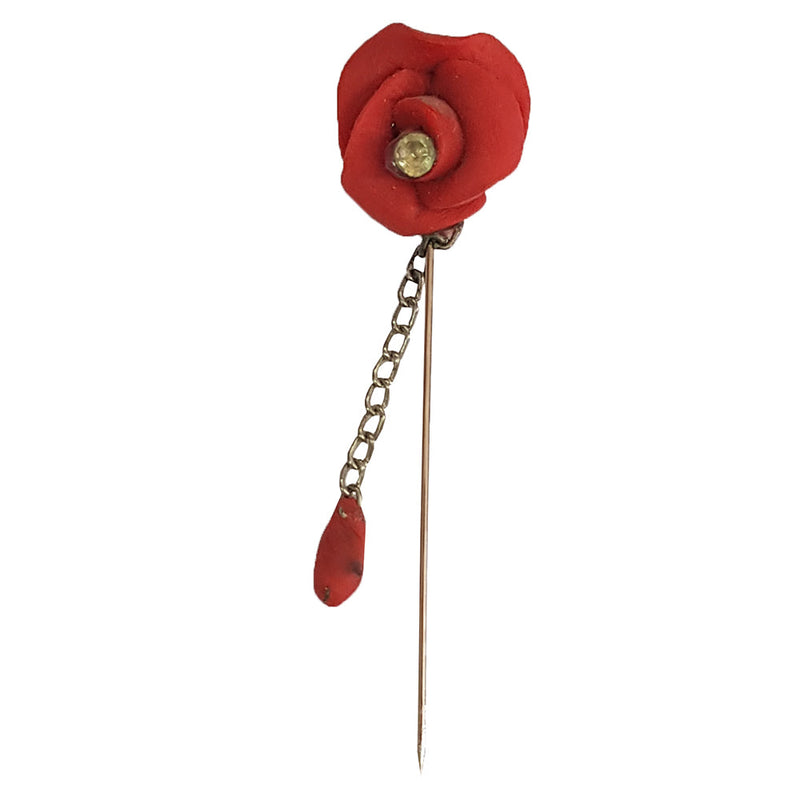 Clay Flower Hijab Pin (Red)