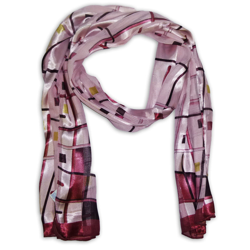 Women's Chiffon With Satin Stripes Scarf Wrap Shawl