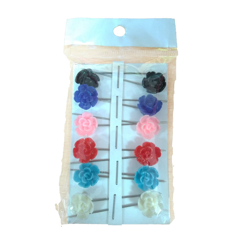 Flower Hijab Pins (set of 12 colorful pins)