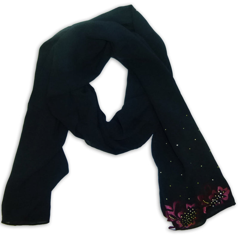 Women's Flower Design with Strass Scarf Wrap Shawl