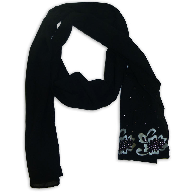 Women's Flower Design with Strass Scarf Wrap Shawl