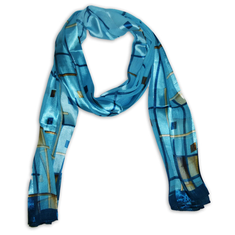 Women's Chiffon With Satin Stripes Scarf Wrap Shawl