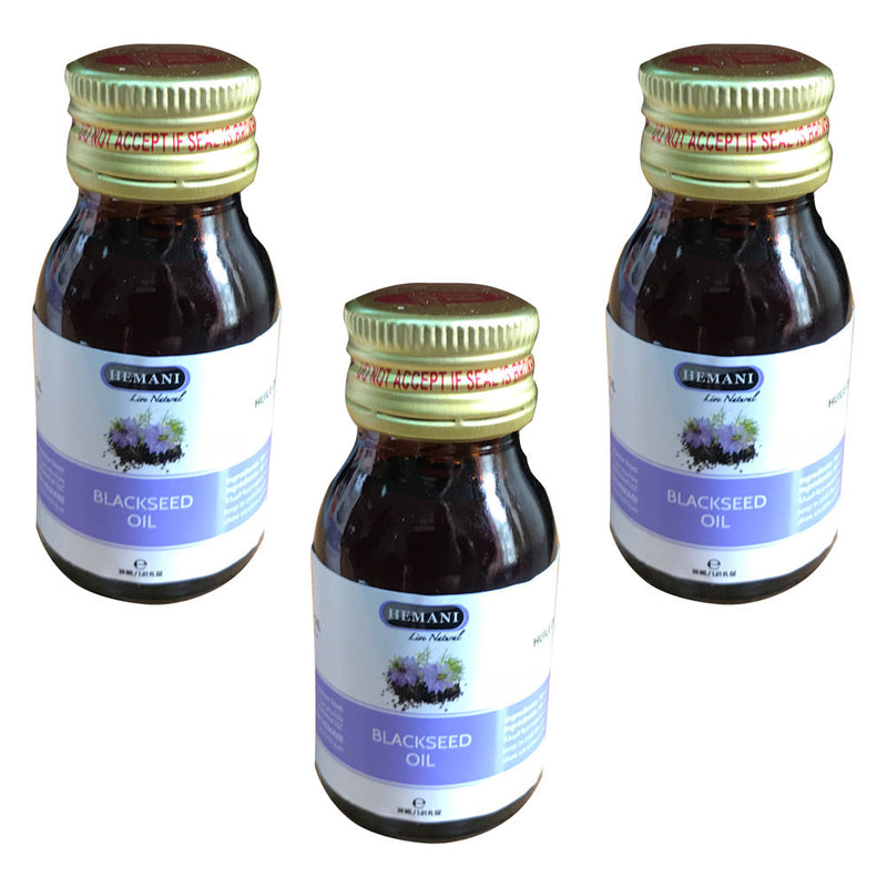 (Pack of 3) HEMANI Black Seed Oil Premium 30ML - First Cold Pressed - IMMUNITY BOOSTER