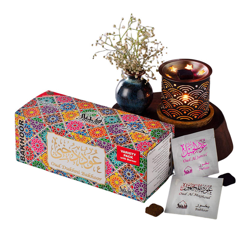 Oud Bakhoor Variety Box & Rainbow Exotic Burner