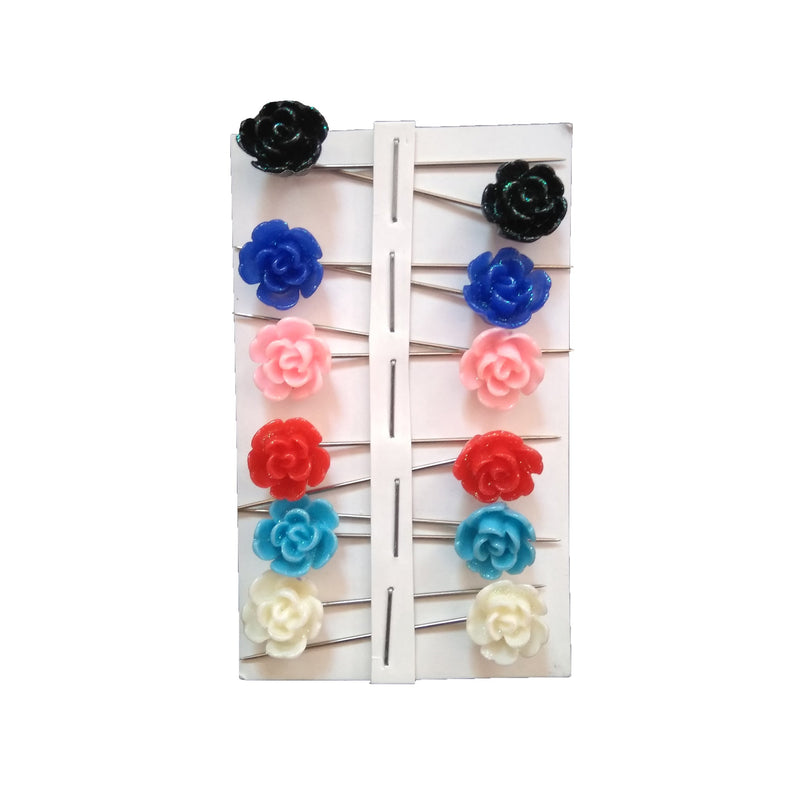 Flower Hijab Pins (set of 12 colorful pins)