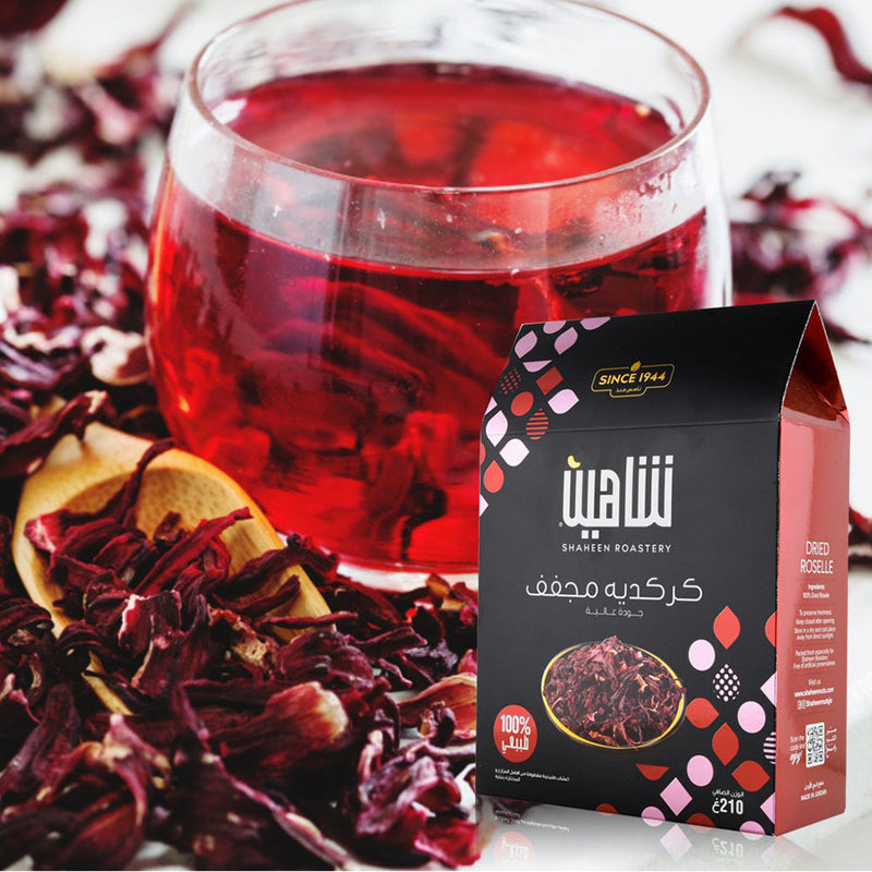 Shaheen Dried Roselle, Natural Hibiscus Full Flower Cut & Sifted, 7.4oz - كركديه مجفف