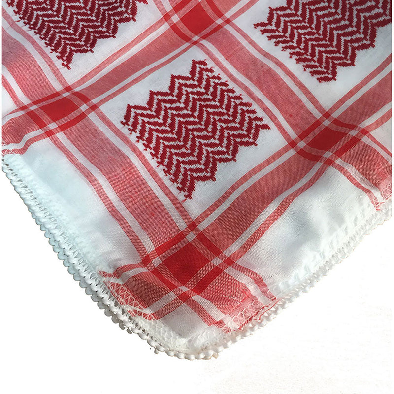 Red & White Keffiyeh/Shemagh (Head Cover) - Large Size (without Aqal)