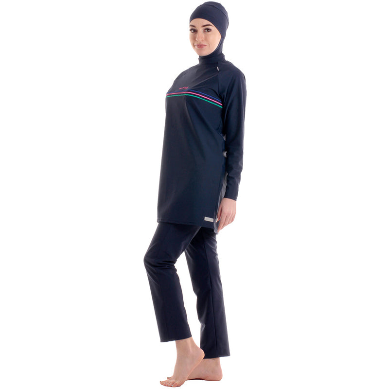 Veilkini Muslim Swimsuit for Women, Long-Sleeved Swimsuit, Burkini Hijab Bathing Suit, Regular Fit (Navy)