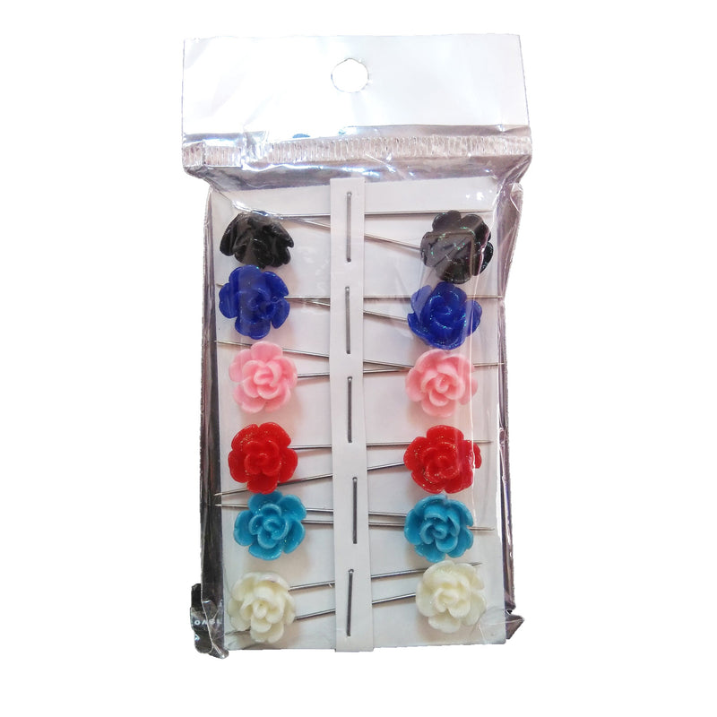 Flower Hijab Pins (set of 12 colorful pins)